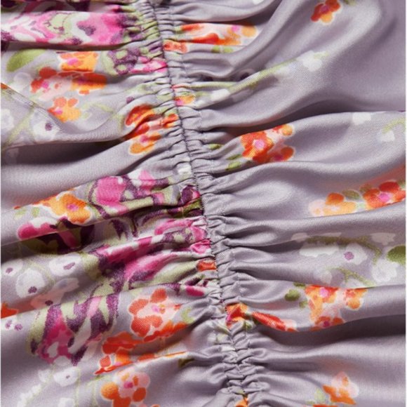 CINQ À SEPT Terrence Floral Print Ruched Flutter Sleeve Midi Dress Size 10 - Picture 7 of 9